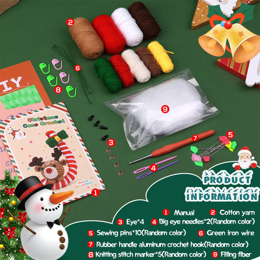 Christmas Crutch Deer DIY Crochet Kit for Beginners with Step-by-Step Video Tutorials Gifts for Adults