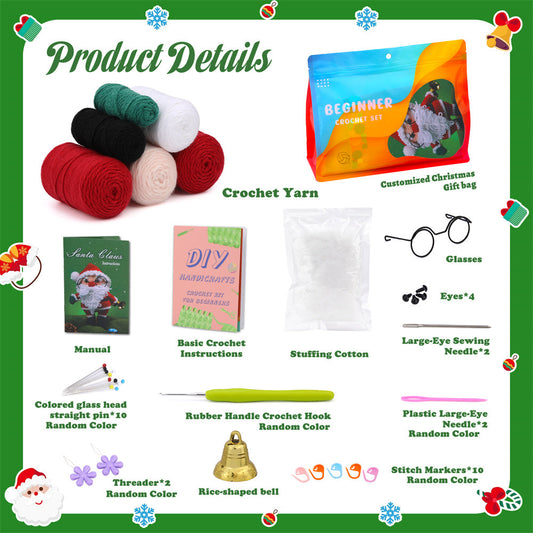 Christmas Santa DIY Crochet Kit for Beginners with Step-by-Step Video Tutorials Gifts for Adults and